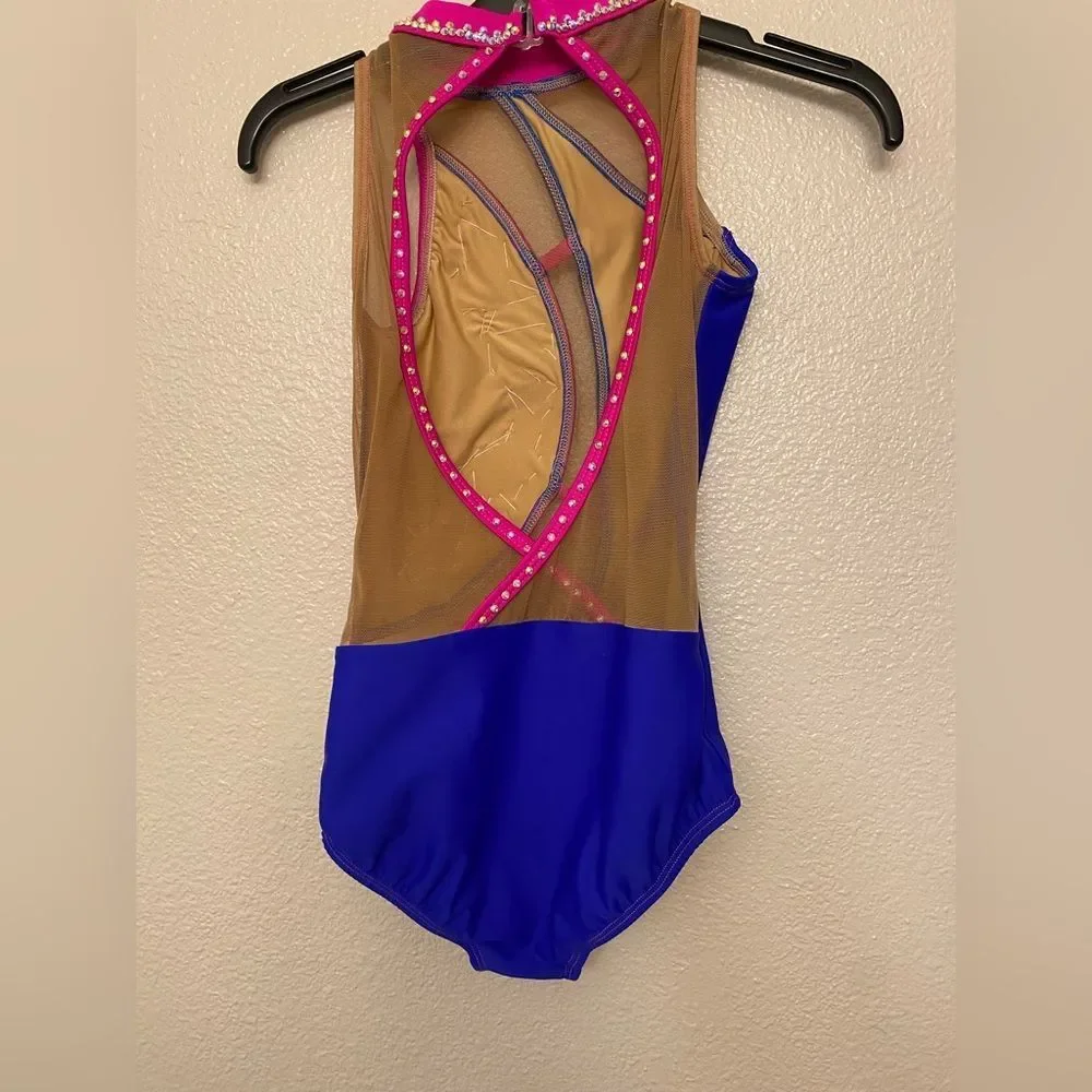 AA design custom dance solo costume illusion mosaic leotard color block LC-large - Picture 5 of 10